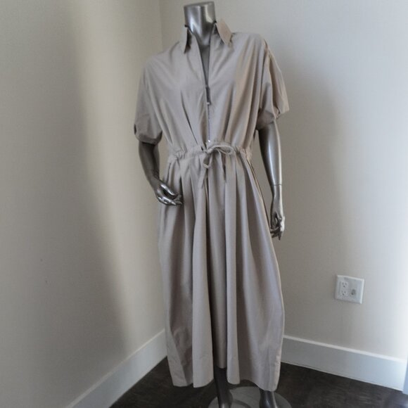 Brunello Cucinelli Techno Cotton Dress Monili Zip Pull Maxi Shirtdress Size XXS - Picture 2 of 9